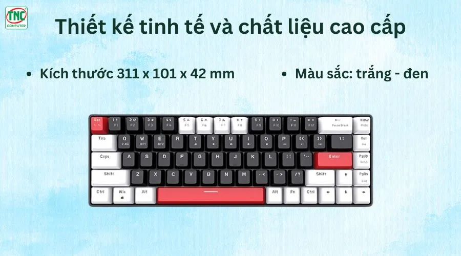 Bàn phím cơ Gaming không dây EK368L White-Black Red Switch	