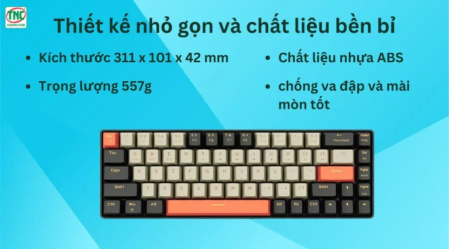 Bàn phím cơ Gaming không dây EK368L Alpha White-Gray Red Switch	