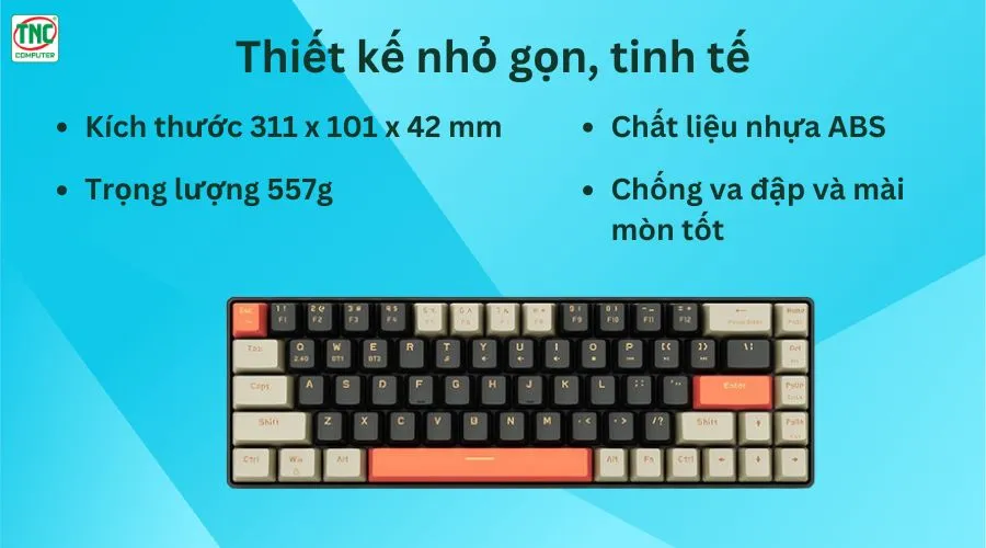 Bàn phím cơ Gaming không dây EK368L Beta Gray-White Blue Switch	