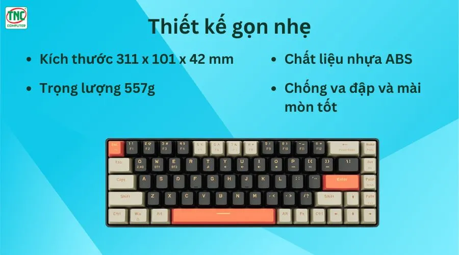 Bàn phím cơ Gaming không dây EK368L Beta Gray-White Brown Switch	