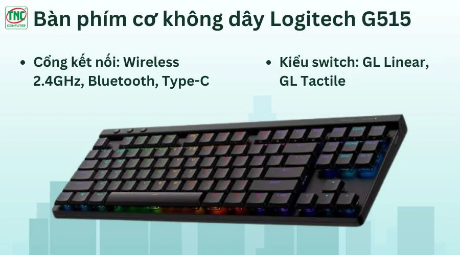 Bàn phím cơ Logitech G515 TKL LIGHTSPEED 920-012580