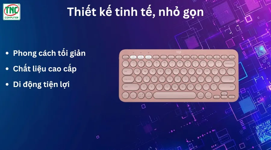 Bàn phím không dây Logitech Pebble Keys 2 K380S màu hồng