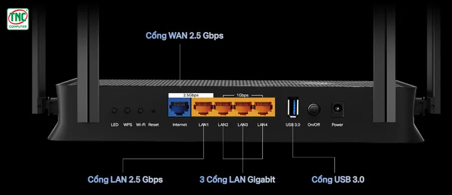 Bộ Phát Wifi TP-Link Archer BE230 được trang bị cổng 2.5 kết nối có dây hiện đại