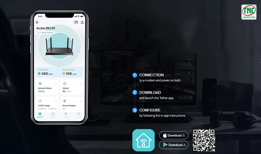 Bộ Phát Wifi TP-Link Archer BE230 dễ dàng quản lý hiện đại