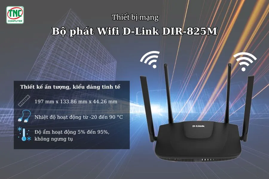 Bộ phát Wifi D-Link DIR-825M (1187 Mbps/ Wifi 5/ 2.4/5 GHz)	