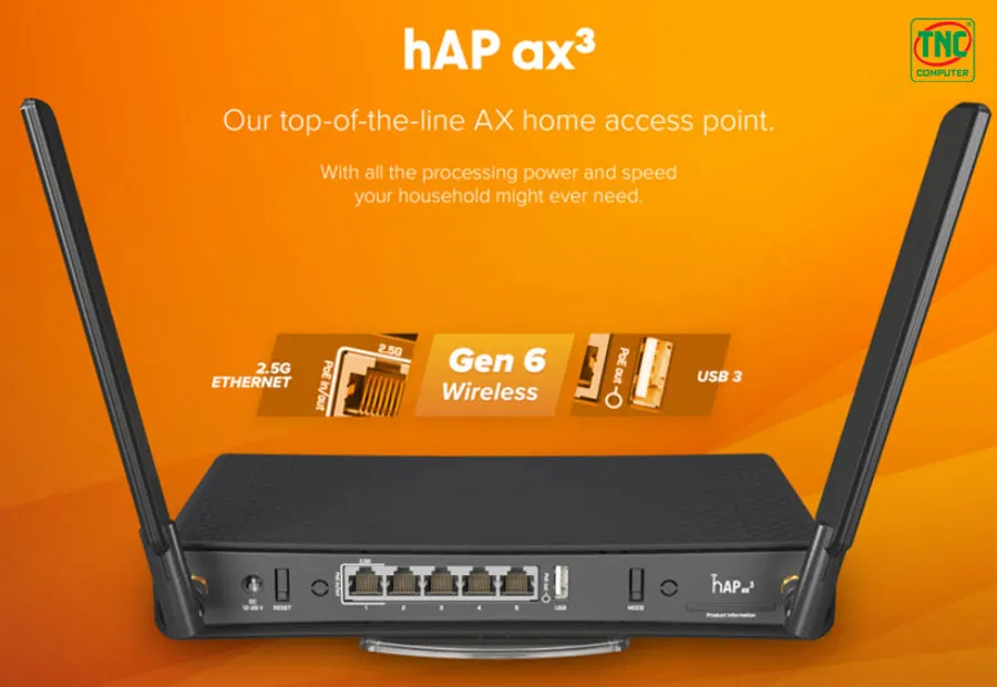 Bộ phát Wifi MikroTik hAP ax3 C53UiG+5HPaxD2HPaxD được thiết kế nhỏ gọn, tinh tế