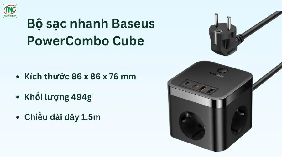 Bộ sạc nhanh Baseus PowerCombo Cube E00066400117-00