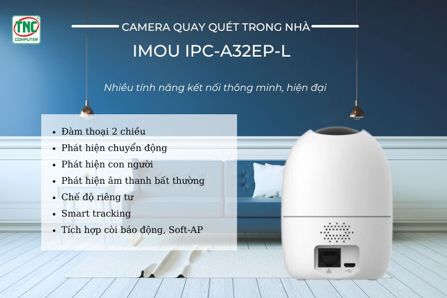 Camera quay quét trong nhà IMOU IPC-A32EP-L hỗ trợ người dùng nhiều tính năng thông minh