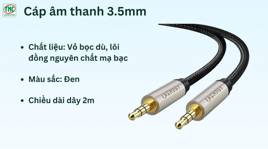 Cáp âm thanh 3.5mm dài 2m Ugreen 40781