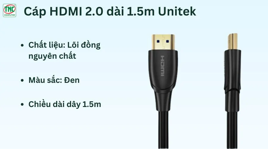 Cáp HDMI 2.0 dài 1.5m Unitek C1038BK