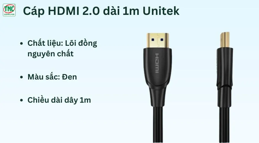 Cáp HDMI 2.0 dài 1m Unitek C1037BK