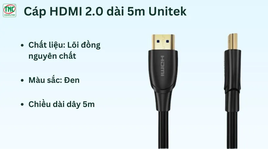 Cáp HDMI 2.0 dài 5m Unitek C1041BK