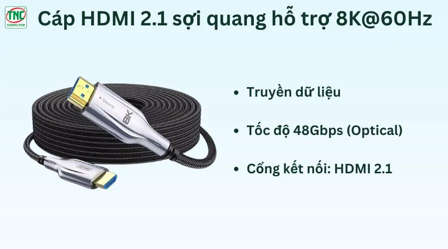 Cáp HDMI 2.1 sợi quang hỗ trợ 8K@60h