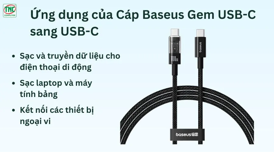 Cáp Baseus Gem USB-C sang USB-C 1m P10373000111-00