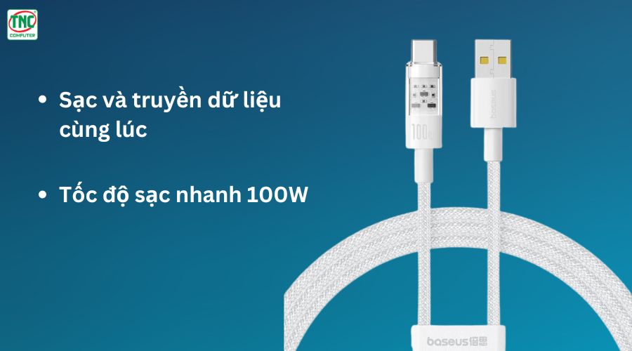 Cáp sạc Baseus Gem USB-C 100W dài 1m P10373002211-00