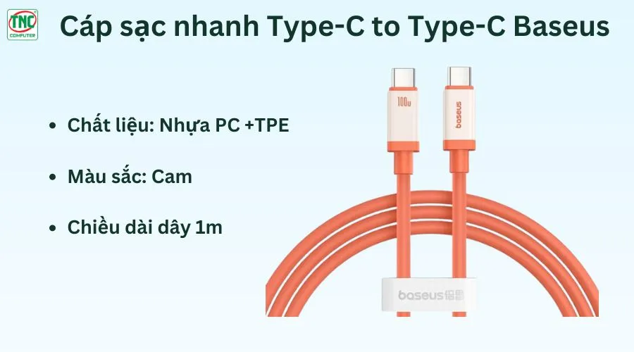 Cáp sạc Type-C to Type-C Baseus 0℃ 1m P10368800731-00