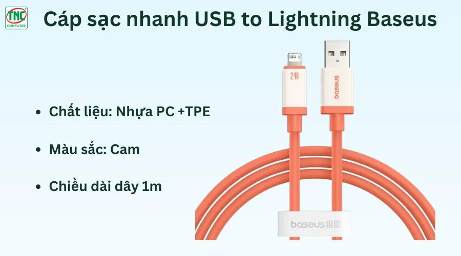 Cáp sạc USB to Lightning Baseus 0℃ 1m P10368803731-00