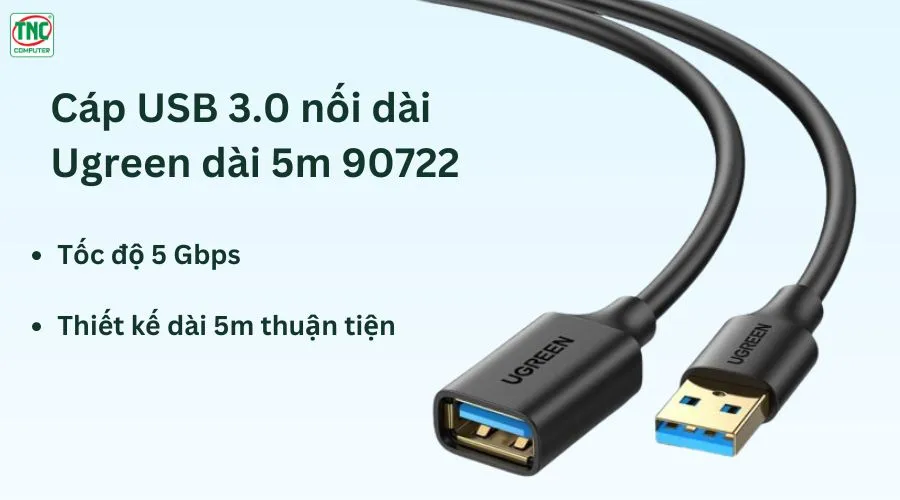 Cáp USB 3.0 nối dài Ugreen dài 5m 90722	