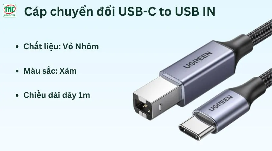 Cáp chuyển đổi USB-C to USB IN dài 1m Ugreen 80805