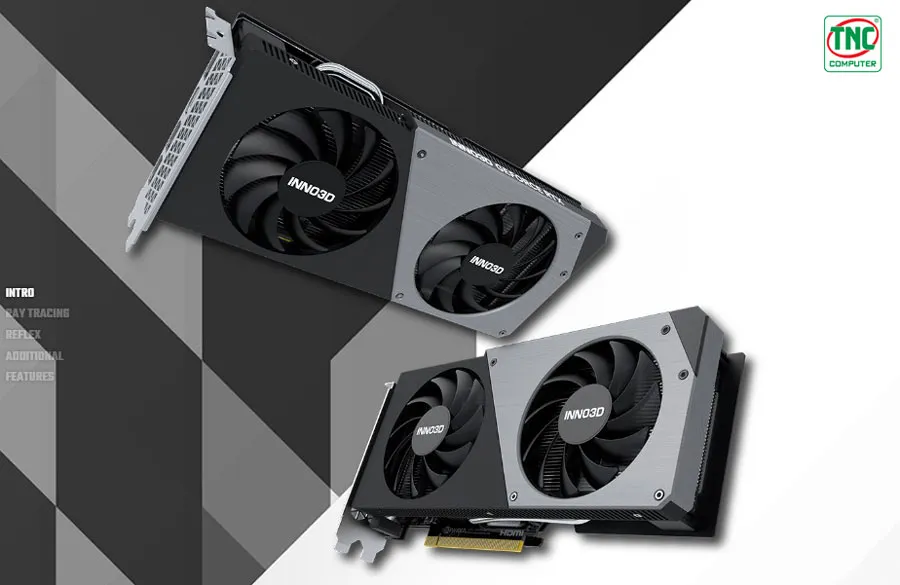 Card Màn Hình INNO3D GeForce RTX 4060 TWIN X2 có thiết kế tản nhiệt hiện đại