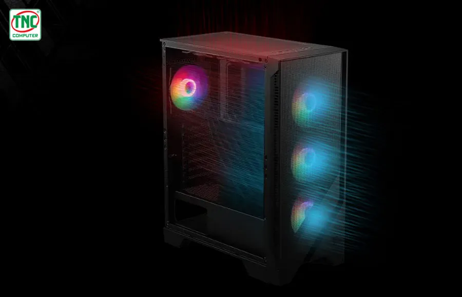 Case MSI MAG FORGE 120A Airflow Black (6 Fan RGB) thiết kế không gian tối ưu luồng không khí