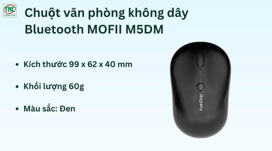 Chuột văn phòng không dây Bluetooth MOFII M5DM màu Đen	