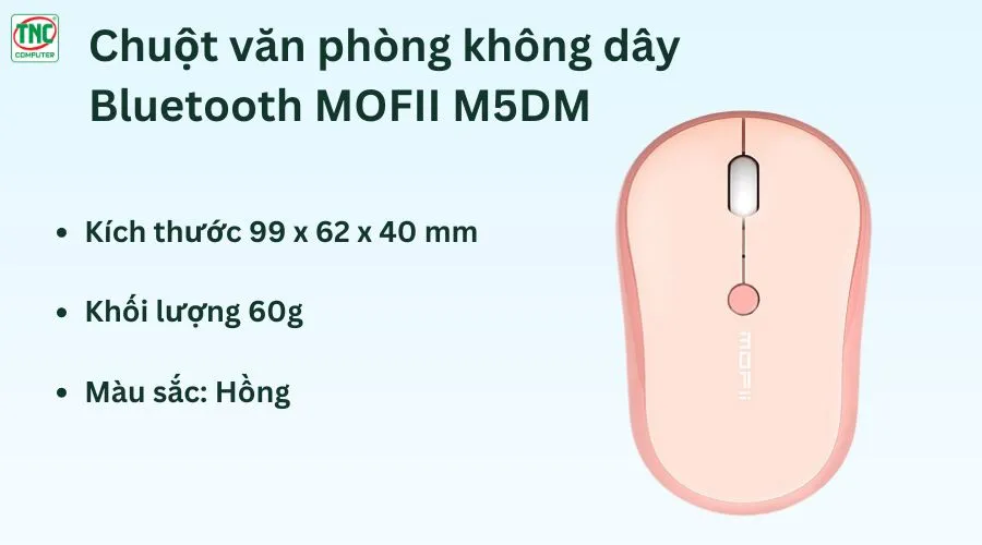 Chuột văn phòng không dây Bluetooth MOFII M5DM màu Hồng