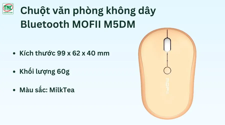 Chuột văn phòng không dây Bluetooth MOFII M5DM màu MilkTea