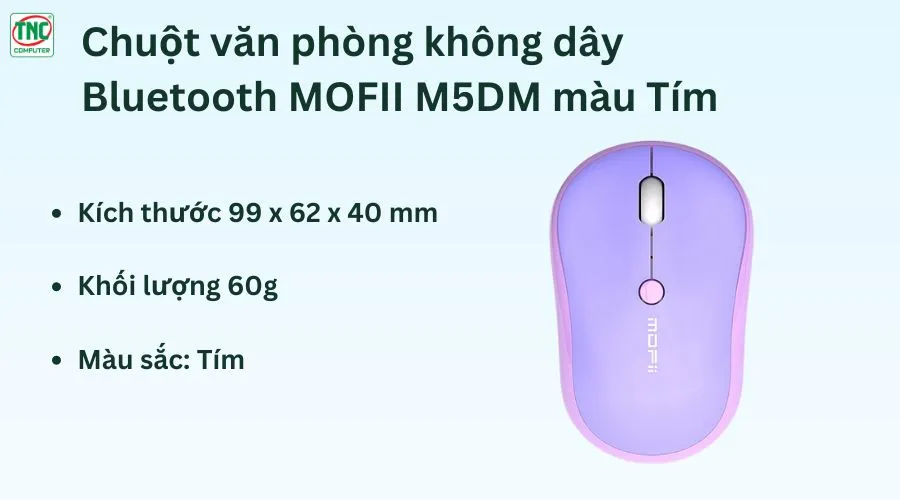 Chuột văn phòng không dây Bluetooth MOFII M5DM màu Tím