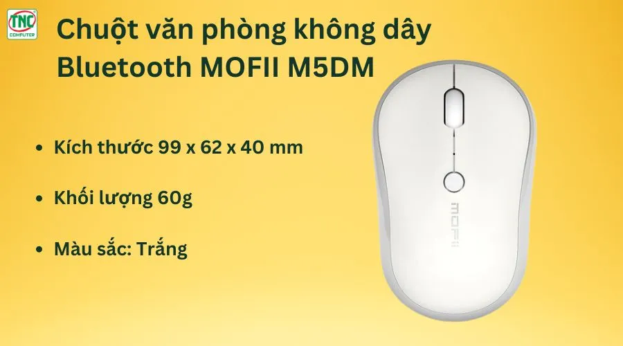 Chuột văn phòng không dây Bluetooth MOFII M5DM màu Trắng