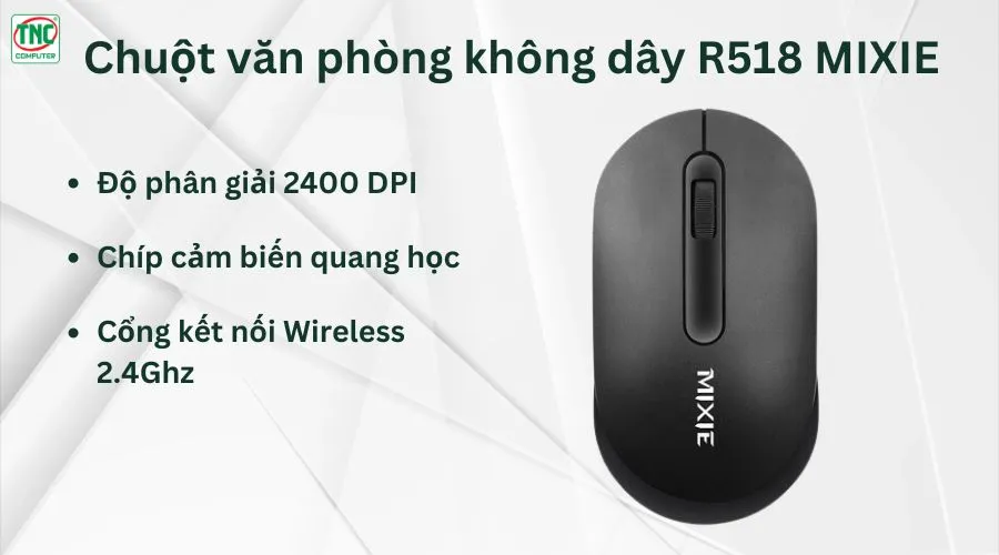 Chuột văn phòng không dây R518 MIXIE màu Đen