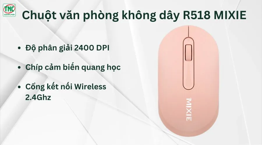 Chuột văn phòng không dây R518 MIXIE màu Hồng