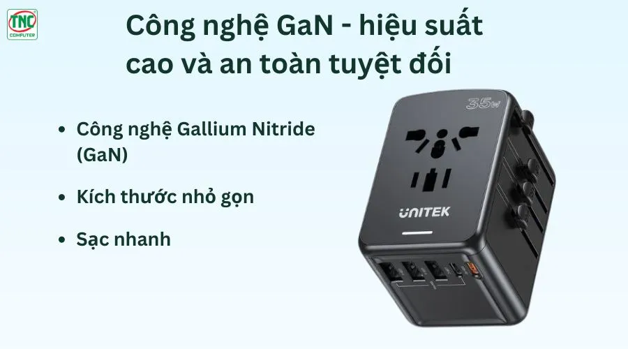 Cốc sạc đa năng và ổ điện du lịch 35W Unitek P1121ABK01