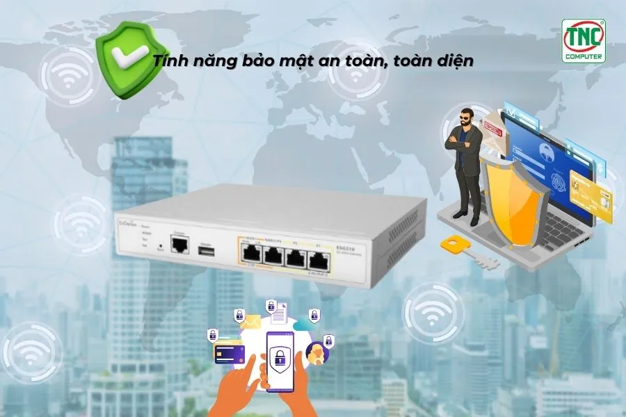 Gateway PoE EnGenius ESG510 (4 port/ 2.5 Gbps) hỗ trợ tính năng mạng cao cấp