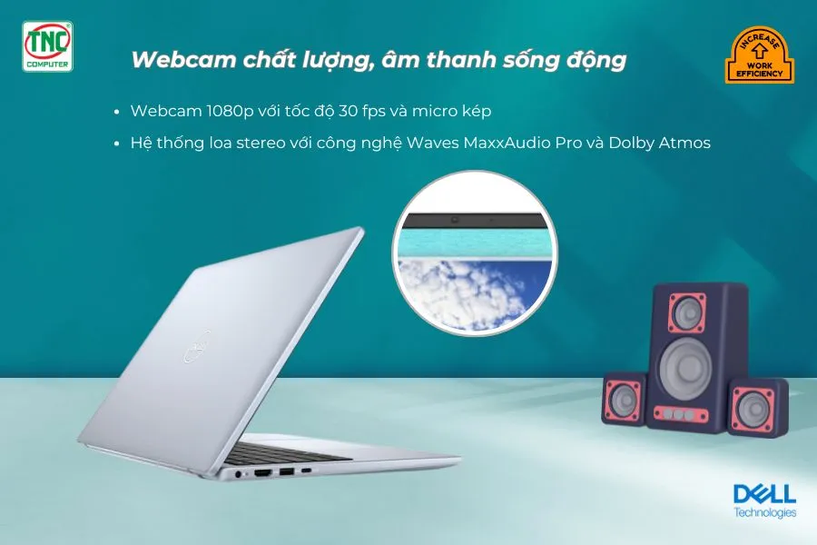 Laptop Dell Inspiron 5440 N4I5211W1 sở hữu webcam và âm thanh chất lượng