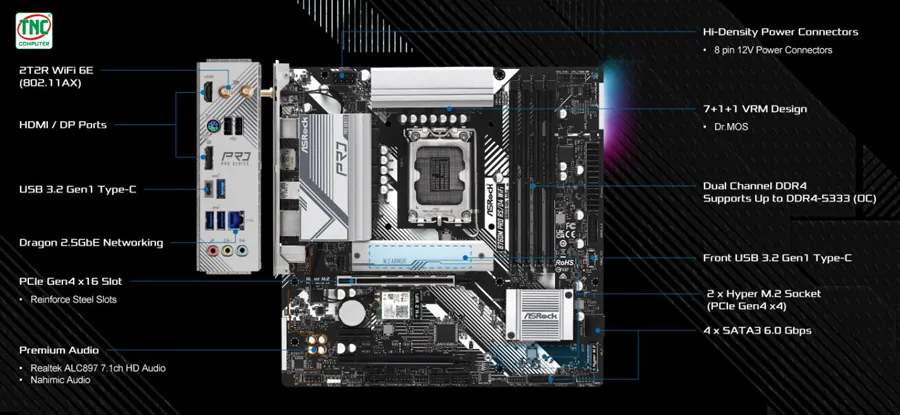 Mainboard ASRock B760M Pro RS sở hữu công nghệ kết nối tốc độ cao