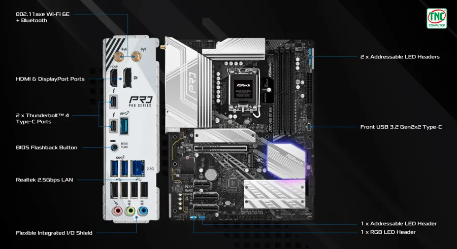 Mainboard ASRock Z890 Pro RS WiFi sở hữu cổng kết nối linh hoạt