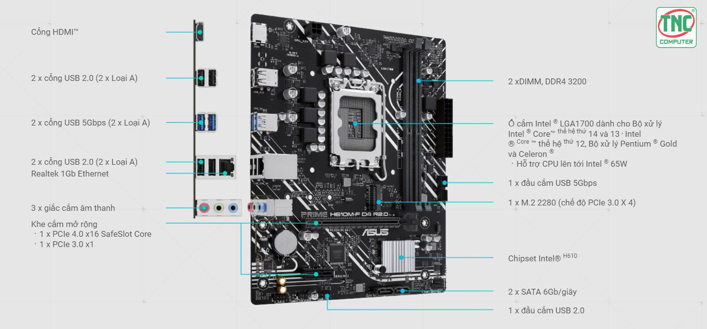 Mainboard Asus PRIME H610M-F D4 R2.0