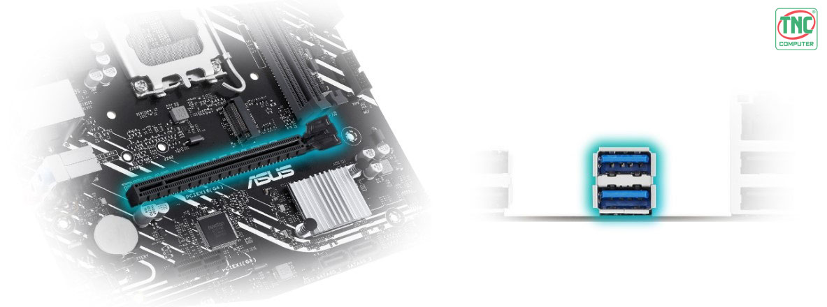 Mainboard Asus PRIME H610M-F D4 R2.0 (2 x DDR4/ 64 GB/ LGA 1700/ Micro ATX) có cổng kết nối đa dạng