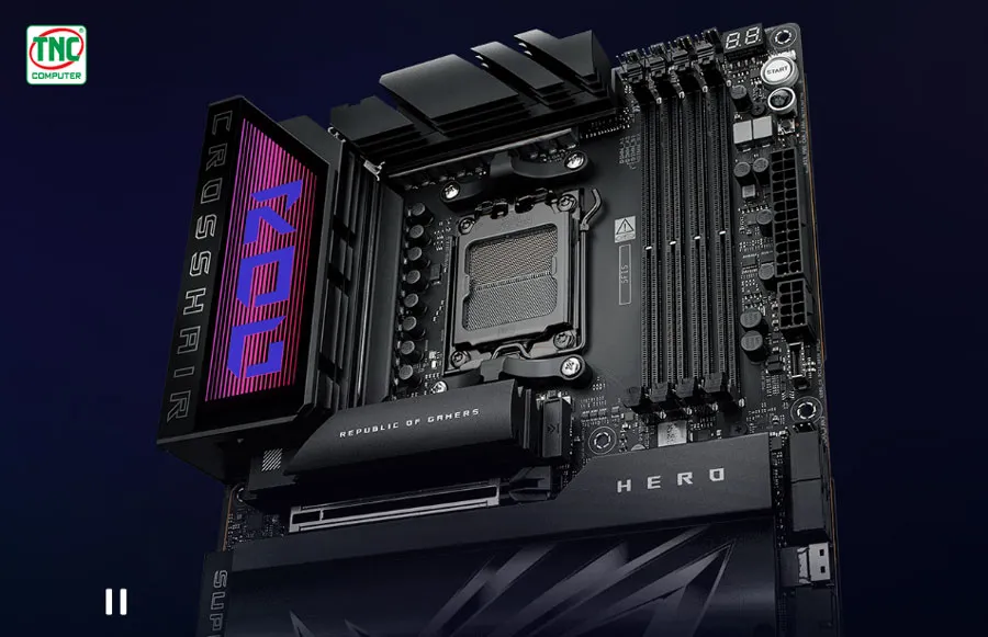 Mainboard Asus ROG CROSSHAIR X870E HERO có hệ thống ánh sáng RGB rực rỡ