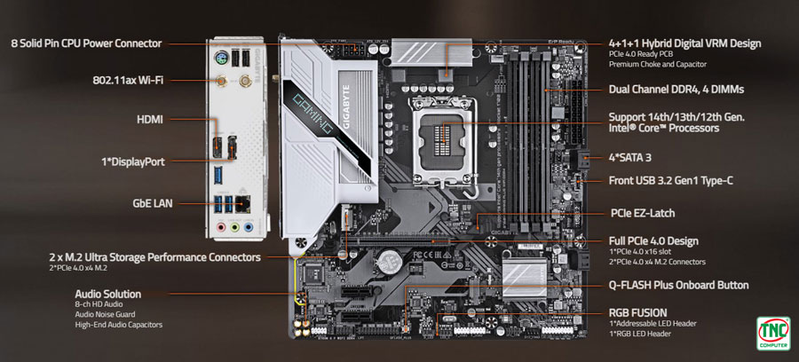 Mainboard MSI B760M GAMING PLUS WIFI DDR4 sở hữu cổng kết nối đa dạng