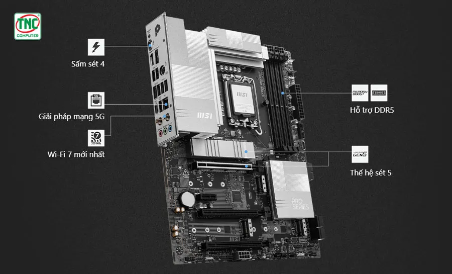 Mainboard MSI PRO Z890-P WIFI có cổng kết nối đa dạng