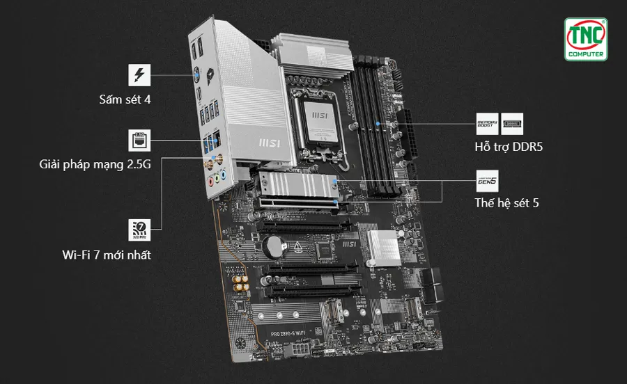 Mainboard MSI PRO Z890-S WIFI có khả năng kết nối mở rộng tuyệt vời