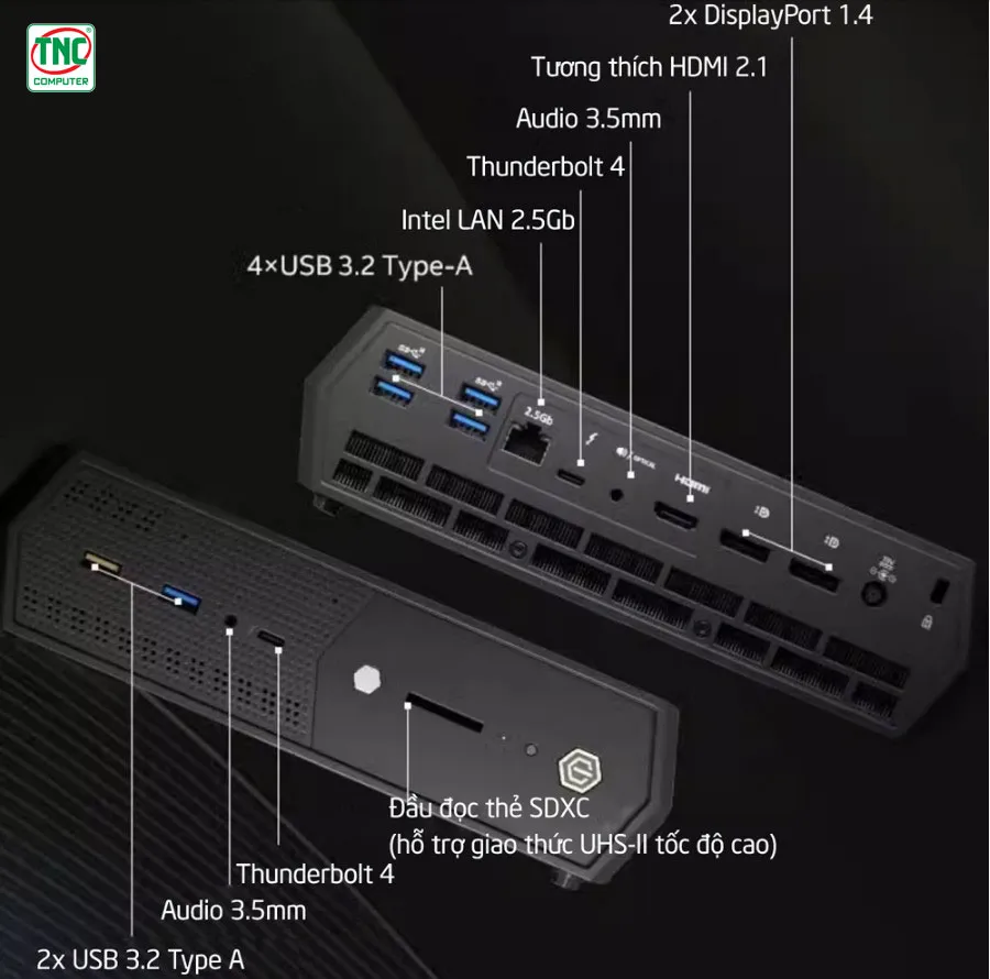 Máy bộ Asus Mini PC NUC 12 Enthusiast Kit Serpent Canyon RNUC12SNKI72001 sở hữu cổng kết nối đa dạng