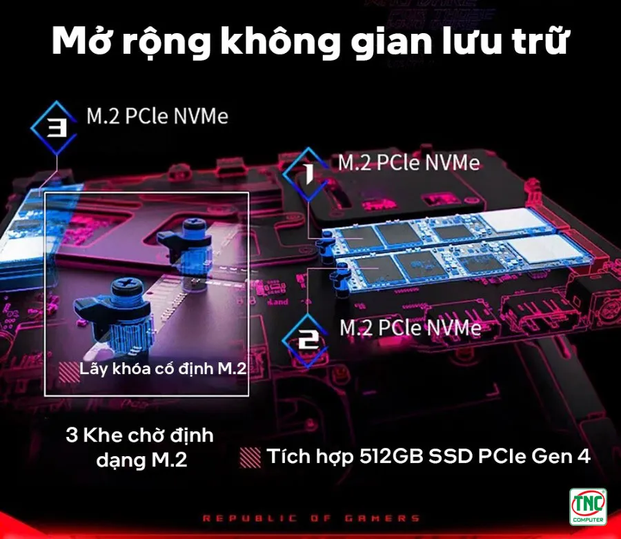 Máy bộ Asus Mini PC ROG NUC RNUC14SRKU7168A1I có dung lượng bộ nhớ lớn