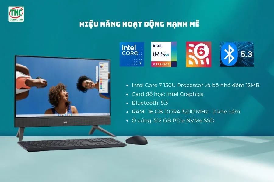 Máy bộ Dell All-In-One Inspiron 24 5430 G5C0D3 150U có hiệu suất hoạt động mạnh mẽ