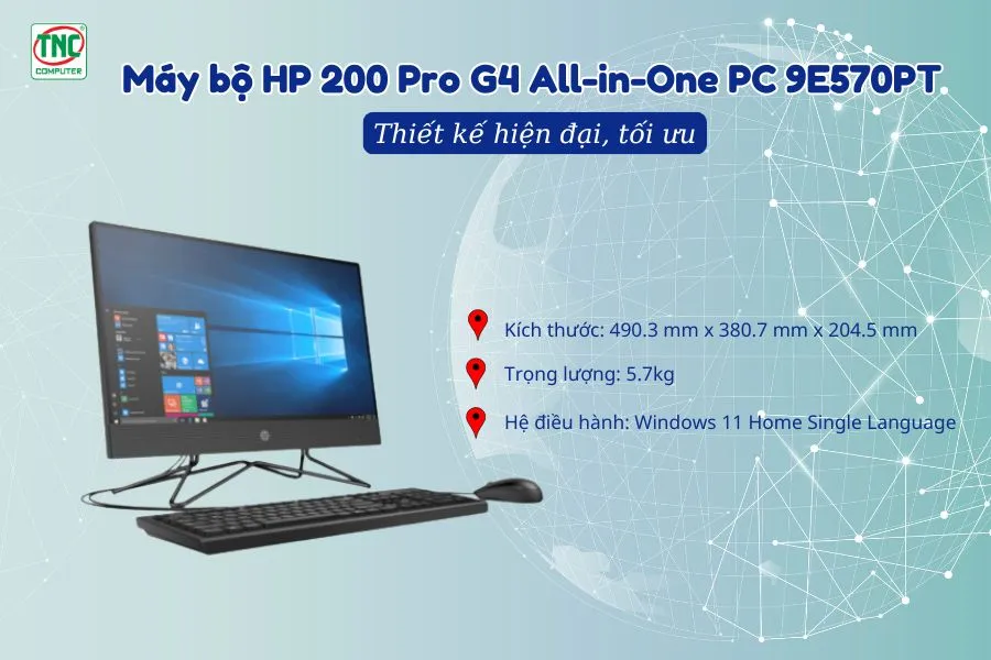 Máy bộ HP 200 Pro G4 All-in-One PC 9E570PT