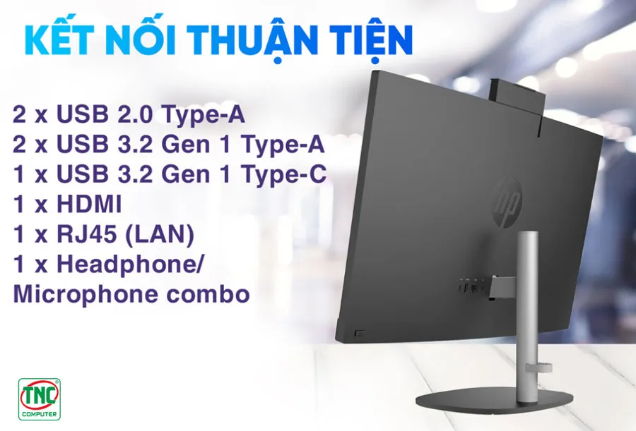 Máy bộ HP All-in-one ProOne 240 G10 AIO 9H0B3PT sở hữu cổng kết nối đa dạng