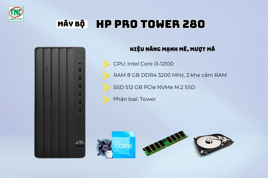 Máy bộ HP Pro Tower 280 G9 PCI AM3N8AT có hiệu năng hoạt động mạnh mẽ