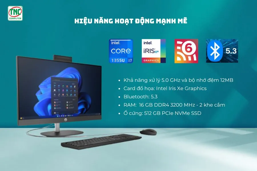 Máy bộ HP ProOne 240 G10 AIO 9H0B4PT có hiệu năng hoạt động mạnh mẽ